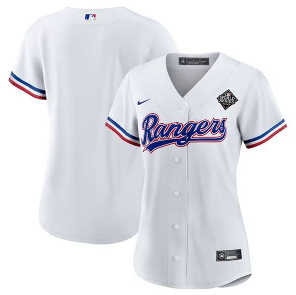 Women%27s Texas Rangers Blank White 2023 World Series Stitched Jersey(Run Small) Dzhi->mlb womens jerseys->MLB Jersey